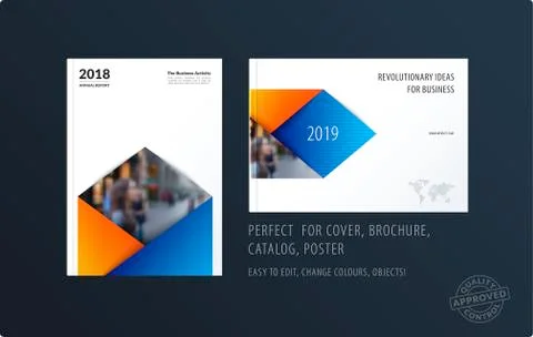 Brochure design rectangular template. Colourful modern abstract set, annual イラスト素材