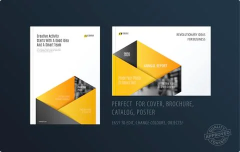 Brochure design rectangular template. Colourful modern abstract set, annual 스톡 일러스트