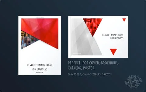 Brochure design rectangular template. Colourful modern abstract set, annual Stock Illustration