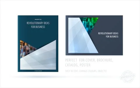 Brochure design rectangular template. Colourful modern abstract set, annual Stock Illustration