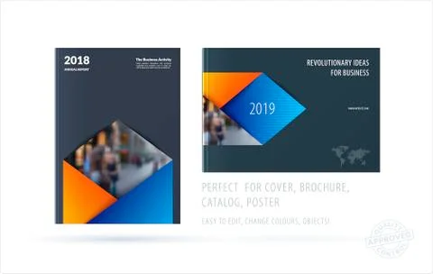 Brochure design rectangular template. Colourful modern abstract set, annual Stock Illustration
