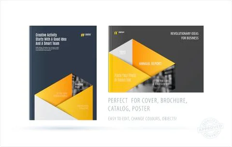 Brochure design rectangular template. Colourful modern abstract set, annual Stock Illustration