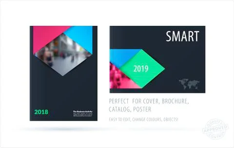 Brochure design rectangular template. Colourful modern abstract set, annual Stock Illustration