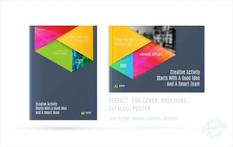 Brochure design rectangular template. Colourful modern abstract set, annual 스톡 일러스트