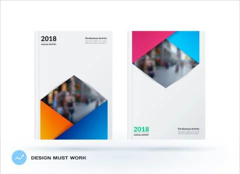 Brochure design rectangular template. Colourful modern abstract set, annual Stock Illustration