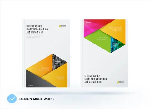Brochure design rectangular template. Colourful modern abstract set, annual 스톡 일러스트