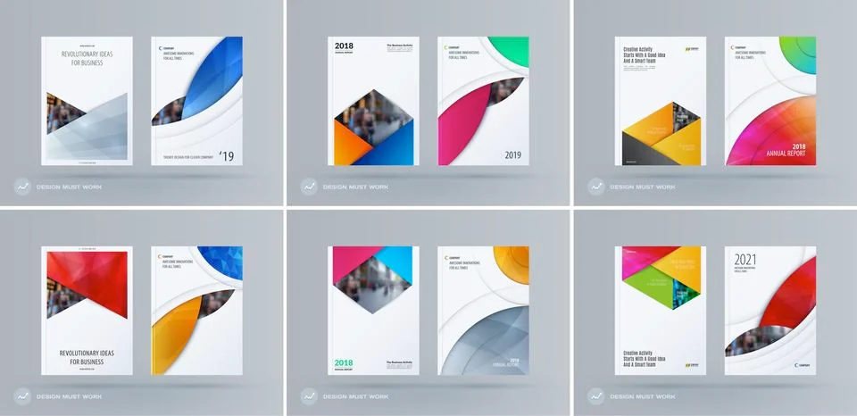 Brochure design rectangular template. Colourful modern abstract set, annual 库存插图
