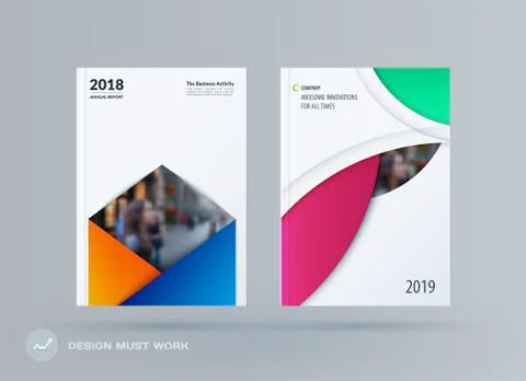 Brochure design rectangular template. Colourful modern abstract set, annual Stock Illustration