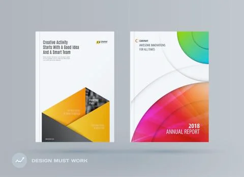 Brochure design rectangular template. Colourful modern abstract set, annual 스톡 일러스트