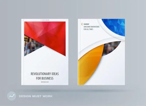 Brochure design rectangular template. Colourful modern abstract set, annual 스톡 일러스트