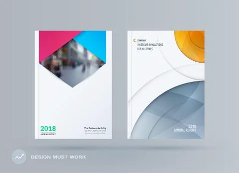 Brochure design rectangular template. Colourful modern abstract set, annual Stock Illustration