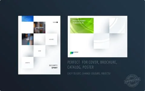Brochure design rectangular template. Colourful modern abstract set, annual 스톡 일러스트