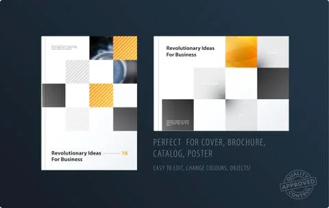Brochure design rectangular template. Colourful modern abstract set, annual Stock Illustration