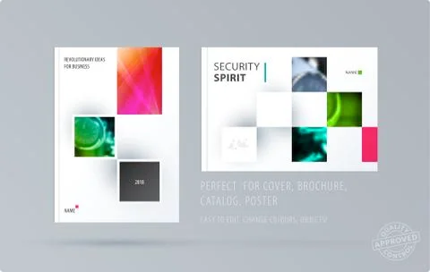 Brochure design rectangular template. Colourful modern abstract set, annual Stock Illustration