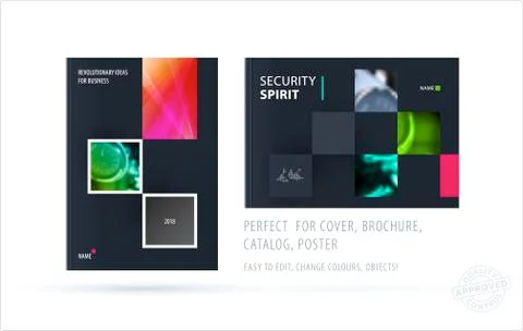 Brochure design rectangular template. Colourful modern abstract set, annual Stock Illustration