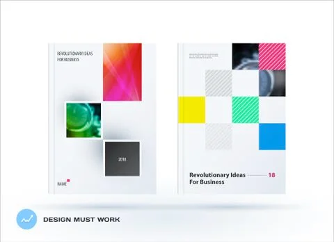 Brochure design rectangular template. Colourful modern abstract set, annual 스톡 일러스트