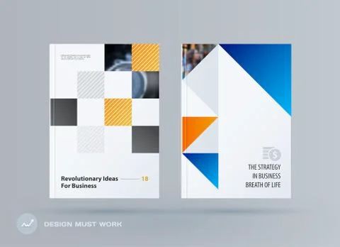 Brochure design rectangular template. Colourful modern abstract set, annual Stock Illustration