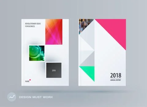 Brochure design rectangular template. Colourful modern abstract set, annual イラスト素材