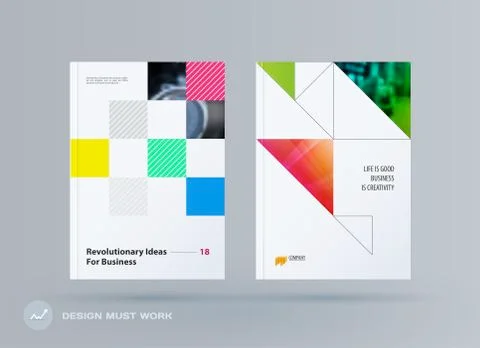 Brochure design rectangular template. Colourful modern abstract set, annual Stock Illustration