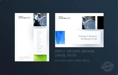 Brochure design rectangular template. Colourful modern abstract set, annual 스톡 일러스트
