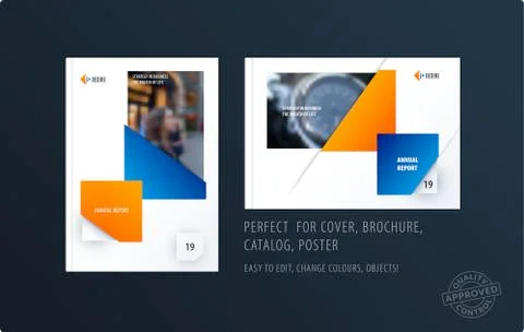 Brochure design rectangular template. Colourful modern abstract set, annual Stock Illustration