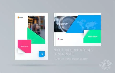 Brochure design rectangular template. Colourful modern abstract set, annual Illustrazione stock