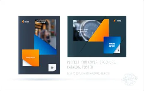 Brochure design rectangular template. Colourful modern abstract set, annual Stock Illustration