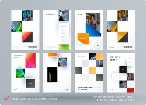 Brochure design rectangular template. Colourful modern abstract set, annual Illustrazione stock