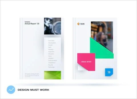 Brochure design rectangular template. Colourful modern abstract set, annual イラスト素材