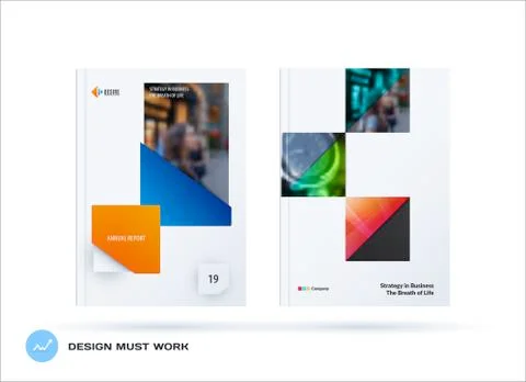 Brochure design rectangular template. Colourful modern abstract set, annual イラスト素材