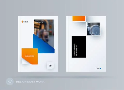 Brochure design rectangular template. Colourful modern abstract set, annual Stock Illustration