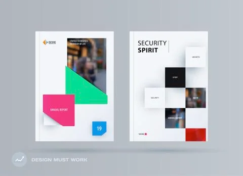 Brochure design rectangular template. Colourful modern abstract set, annual 库存插图