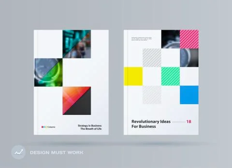 Brochure design rectangular template. Colourful modern abstract set, annual Stock Illustration