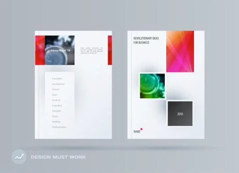 Brochure design rectangular template. Colourful modern abstract set, annual Illustrazione stock