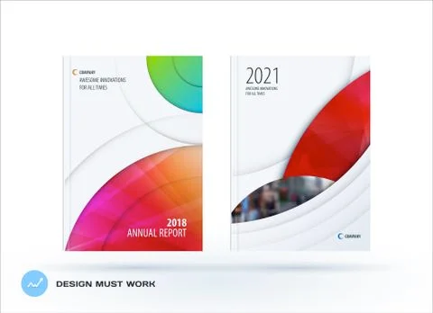 Brochure design round template. Colourful modern abstract set, annual report Stock Illustration