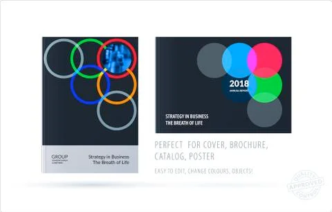 Brochure design round template. Colourful modern abstract set, annual report Stock-Illustration