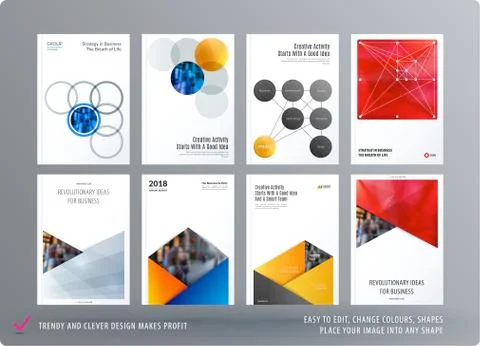 Brochure design round template. Colourful modern abstract set, annual report Stock Illustration
