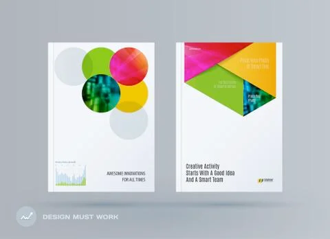 Brochure design round template. Colourful modern abstract set, annual report Stock Illustration