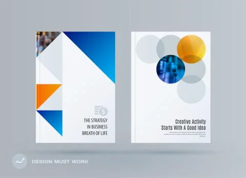 Brochure design triangular template. Colourful modern abstract set, annual Stock Illustration