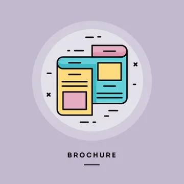 Brochure, flat design thin line banner. Vector illustration. Stock Illustration