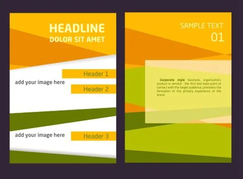 Brochure Flyer design vector template in A4 size. Orange and green abstract Stock Illustration
