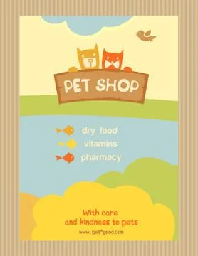 Brochure Flyer design vector template in A4 size. Advertise store for pets 스톡 일러스트