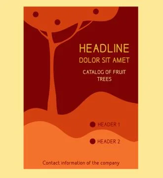 Brochure Flyer design vector template in A4 size. Fruit trees, apple 스톡 일러스트