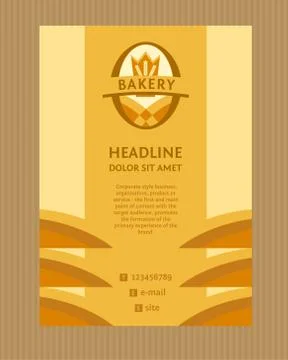Brochure Flyer design vector template in A4 size. Vector logo for a bakery, Stock Illustration