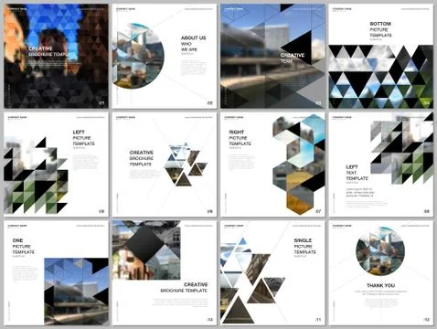 Brochure layout of square covers design templates with triangles, triangular Stock-Illustration