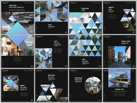 Brochure layout of square covers design templates with triangles, triangular Illustrazione stock