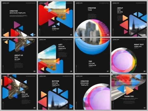 Brochure layout of square format covers design templates for square flyer Stock Illustration