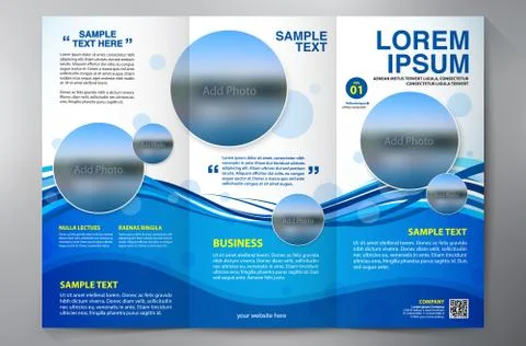 Brochure leaflet design a4 tri-fold template. Stock Illustration