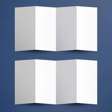 Brochure mockup with two white 4 folded brochures on blue background, clean.. Stock Illustration