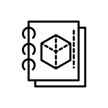 Brochure modeling plan architecture icon line style Stock Illustration